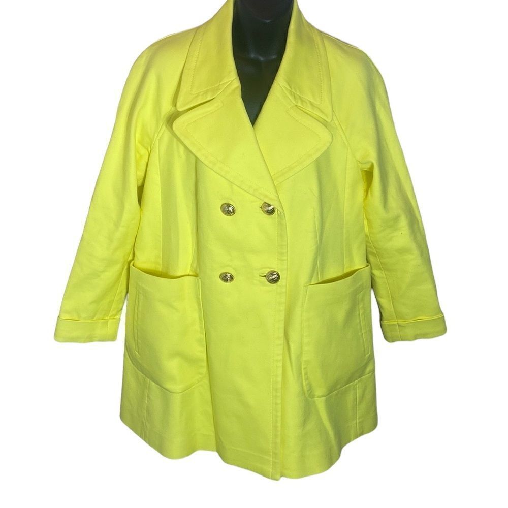 Juicy couture pea coat yellow large gold nautical buttons